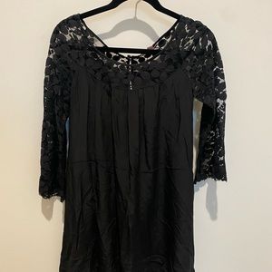 Rebecca Taylor black silk and lace dress